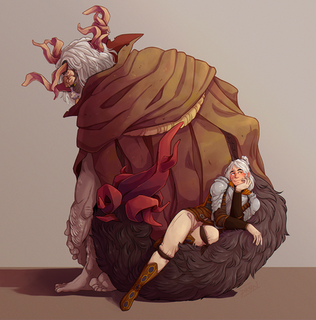 Untitled 2 characters, full body, flat background